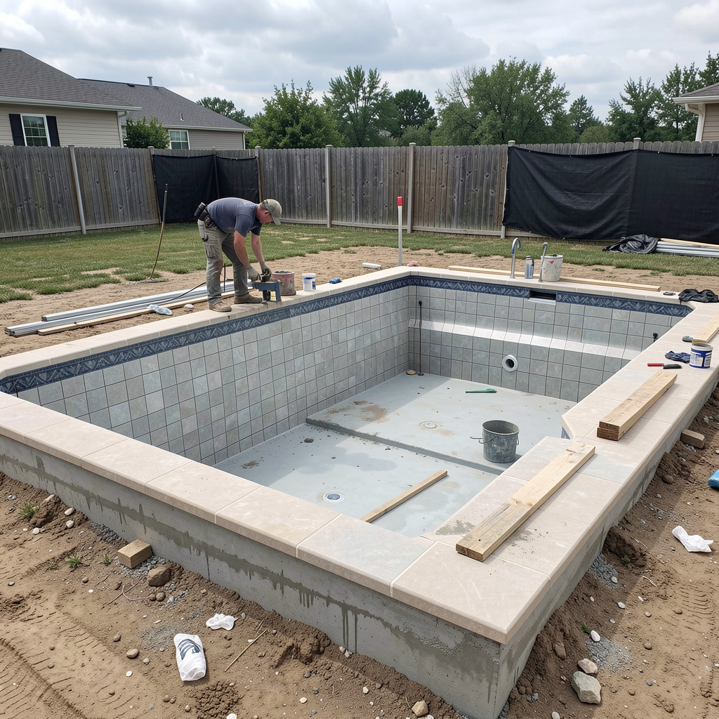 Pool renovation in progress
